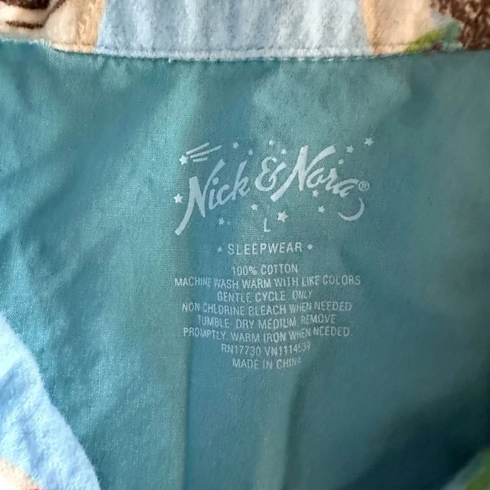 Nick and Nora cotton pajama button down long sleeve top - Picture 3 of 4